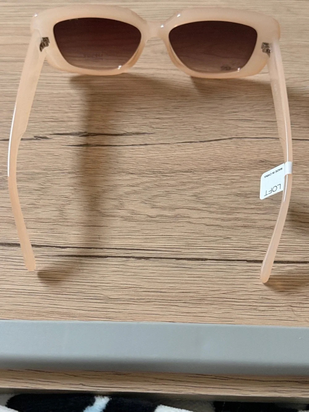 NWT LOFT Cream Petite Square Sunglasses Retro Chunky